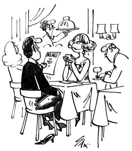 Cartoon by Sax couple in restaurant Usually paying little or no attention to political correctness Cartoon by Sax couple in restaurant Usually paying little or no attention to political correctness