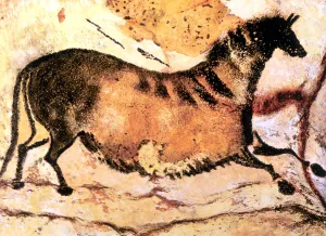 Cave Art - Lascaux - Prehistoric cave painting of running horse, from the cave system Cave Art - Lascaux - Prehistoric cave painting of running horse, from the cave system