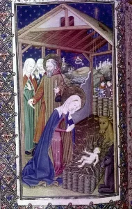 HenryVIII Prints: Print of The Nativity, a medieval illustration from a Book of Hours