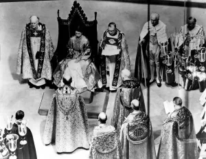 Coronation Day - The Queen dressed in the magnificent Royal Rose cloth of God receives Coronation Day - The Queen dressed in the magnificent Royal Rose cloth of God receives