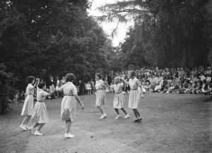 Country dancing. Girls friendly society. Chislehurst. 1937 Country dancing. Girls friendly society. Chislehurst. 1937