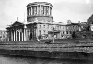 Dublin. The Four Courts. August 1923 Note bomb damage still in place from the Dublin. The Four Courts. August 1923 Note bomb damage still in place from the