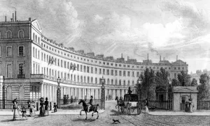 East side of Park Crescent by John Nash, engraved by J. Redway after Thomas H. Shepherd East side of Park Crescent by John Nash, engraved by J. Redway after Thomas H. Shepherd
