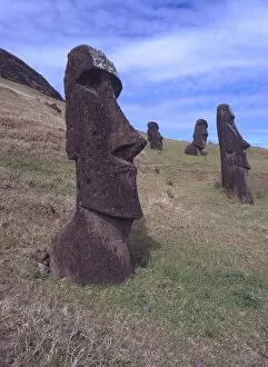 Images Dated 30th September 2004: Easter Island A few of the upright giant statues near the ancient volcanic quarry