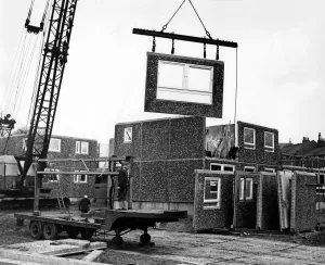 The first train loads of walls, floors, stairs and landings components for the London The first train loads of walls, floors, stairs and landings components for the London