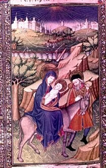 Images Dated 31st March 2000: The flight into Egypt. Book of Hours believed to have belonged to Henry VIII. France, Normandy c