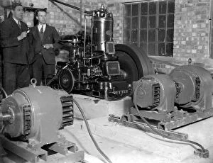 Electrical Collection: Generators at the Commodore Cinema, Orpington, Kent in the 1930s, with cinema staff looking