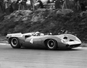 John Surtees No 4, driving a Lola 70 Chevrolet. He won both heats of the Guards John Surtees No 4, driving a Lola 70 Chevrolet. He won both heats of the Guards