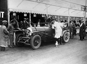 Sports Car Collection: Le Mans 1927 Old Number 7 3 litre Bentley at the pits being refilled by Dr J D Benjafield