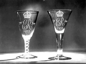 Images Dated 1st April 2003: London: Coronation souvenir Glass Goblets with the Royal Cypher designed by James Powell and Sons