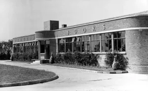 Prints of The Penguin Books building at Harmondsworth Middlesex. The firm moved to this factory in 1937 from its premises in the crypt of the Holy Trinity Church Euston Road London Middlesex Prints: The Penguin Books building at Harmondsworth, Middlesex Print