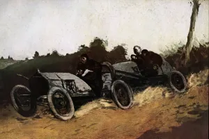 Manuel Roble painting of The Paris-Madrid race of 1903 Manuel Roble painting of The Paris-Madrid race of 1903