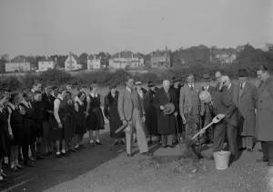 Mr E H Joynson plants a Coronation Tree at a school in Orpington, Kent Mr E H Joynson plants a Coronation Tree at a school in Orpington, Kent