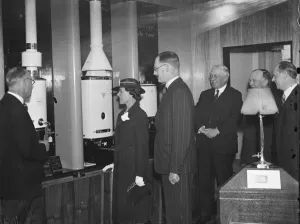 Mr F W Moore at the South Suburban Gas Company show room which has opened in Orpington Mr F W Moore at the South Suburban Gas Company show room which has opened in Orpington