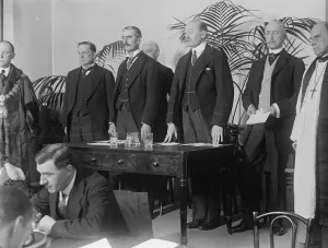 Mr Neville Chamberlain opens Middlesex hospital annexe. Left to right Sir John Bland Sutton Mr Neville Chamberlain opens Middlesex hospital annexe. Left to right Sir John Bland Sutton
