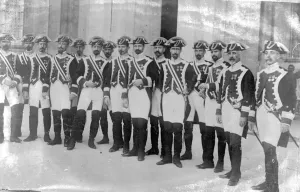 officers of the Royal Guard of Halbadiers who formed part of the rayal escort at officers of the Royal Guard of Halbadiers who formed part of the rayal escort at