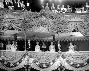 The Queen at the Royal Opera House with the king and queen of sweden 30 june 1954