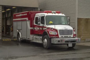 A rigid 4 wheeled Freightliner in service with the sudbury Ontario Canada Fire service A rigid 4 wheeled Freightliner in service with the sudbury Ontario Canada Fire service