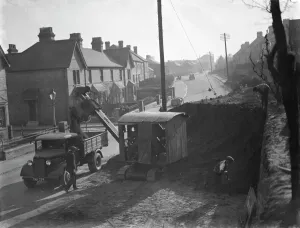 Suburbia Gallery: Road works at Swanley - widening the road. 1938