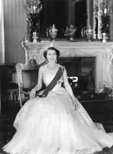 Prints of Portrait of Her Majesty Queen Elizabeth II Buckingham Palace 1953 United Kingdom Prints: Print of Queen Elizabeth II in formal attire, Buckingham Palace 1953
