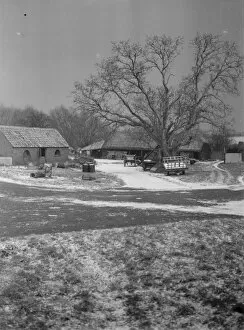 A snowy farm yard in Horton Kirby, Kent. 1939