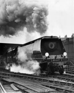 A Southern Region Merchant Navy class locomotive taking the Royal Scot out of Euston A Southern Region Merchant Navy class locomotive taking the Royal Scot out of Euston