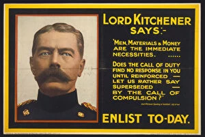Title: Lord Kitchener says: Enlist to-day / photo Bassano ;printed by David Allen & Sons Ld