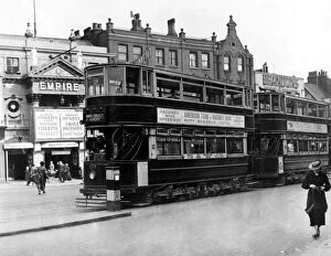Bench Gallery: Trams outside the Islington Empire London 1 June 1936