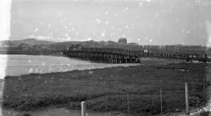 Lancing Gallery: A view of Old Shoreham Bridge with Lancing College Chapel in the distance. 14 March