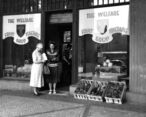 The Welfare Fruit and Vegetable Shop selling all the produce grown by the Army School The Welfare Fruit and Vegetable Shop selling all the produce grown by the Army School