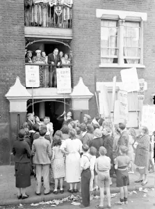 Wives as pickets in East End no rent strike. What is stated to be the largest Wives as pickets in East End no rent strike. What is stated to be the largest