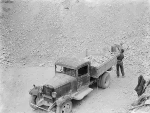Pick Up Truck Gallery: Workers are loading up a Bedford truck at the Lime Works in Dunton Green, Kent