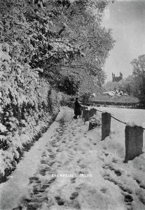 Chainwalk under snow, Kenwyn, Cornwall. Early 1900s Chainwalk under snow, Kenwyn, Cornwall. Early 1900s