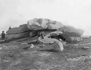 Cornwall and West Devon Mining Landscape Collection: Cup-marked stones, Carn Brea, Illogan, Cornwall. Early 1900s