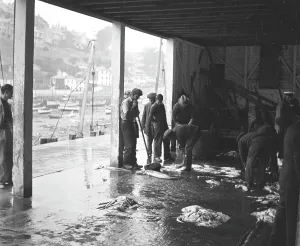East Looe fishmarket, Looe, Cornwall. Around 1920s East Looe fishmarket, Looe, Cornwall. Around 1920s
