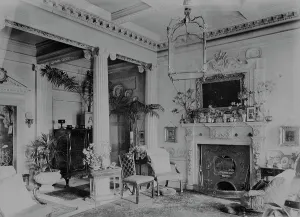 Great Houses Gallery: Entrance hall of Carclew House, Mylor, Cornwall. 15th March 1912