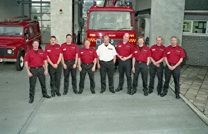 Firefighters, Lostwithiel Community Fire Station, Lostwithiel, Cornwall. May 1995