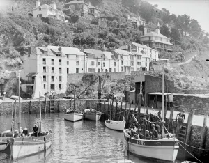 Fishing boats, Polperro, Cornwall. Possibly 1940s Fishing boats, Polperro, Cornwall. Possibly 1940s