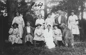 Group photograph with members of the First World War Women's Land Army, Tregavethan Farm Group photograph with members of the First World War Women's Land Army, Tregavethan Farm