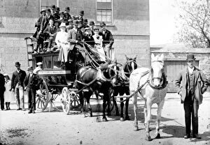 Horse bus, Coinagehall Street, Helston. Cornwall. Around 1900