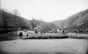 Images Dated 15th January 2019: The Hunt at Terras Bridge, between Morval and Duloe, Cornwall. Around 1890