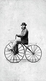 Brunel Collection: Joseph Tangye (1826-1902) on a velocipede, probably Wolverhampton, West Midlands. Around 1870
