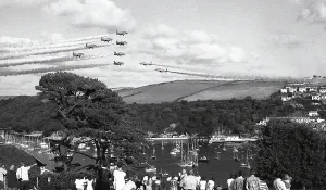Red Arrows Prints: Red Arrows Over Fowey Print, August 1992