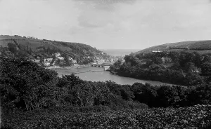 Looe River Print, 1890s View over Trenant Wood towards Looe Bridge