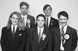 School Uniform Collection: School Political Candidates, Fowey, Cornwall. May 1992