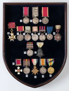 Shield with 17 Campaign Medals, 1807-1918 Shield with 17 Campaign Medals, 1807-1918