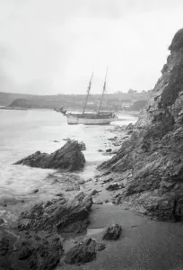 Print of the Wrecked Loustic at Gyllyngvase Beach