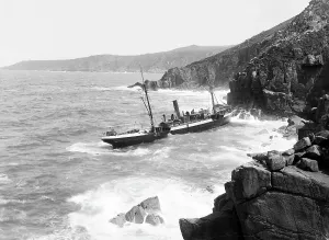 Print of SS Paknam wreck at Pendeen, Cornwall