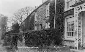 The Terrace, Perranarworthal, Cornwall. April 1928 The Terrace, Perranarworthal, Cornwall. April 1928