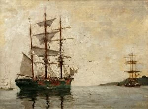 Sailing Boat Gallery: Timber Barque off Pendennis, Henry Scott Tuke (1858-1929)